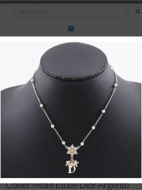 Dior Silver Star Pearl Pendant Necklace - Silver/White